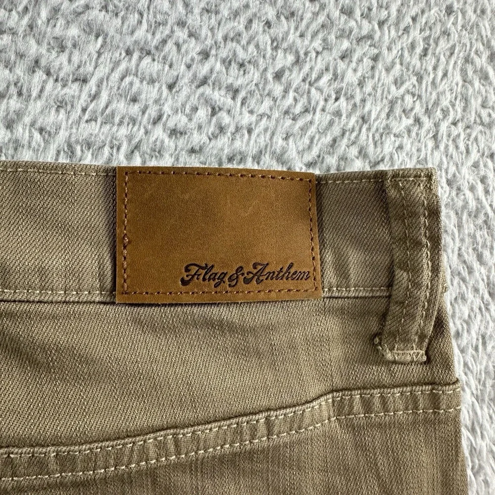 Flag and Anthem Chino Jean Pants Mens 42x34 Tan Brown Stretch Oakland Slim NWT‎